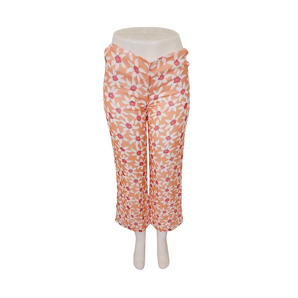 Ralph Lauren, Lightweight Floral Print Silk Pant, Women's, Size 4,‎ Orange